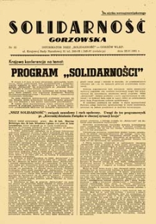 Solidarność Gorzowska: Informator NSZZ "Solidarność": wydanie specjalne, nr 39a (11.11.1981)