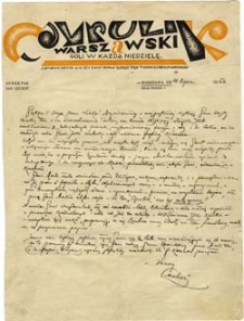 [List Jana Lechonia - dyrektora "Cyrulika Warszawskiego"  do Marii Pawlikowskiej-Jasnorzewskiej]