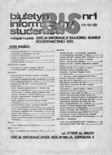 BIS (Biuletyn Informacyjny Studentów), nr 1 (1 VII - 11 IX 1981)