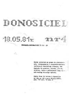 Donosiciel: tygodnik informacyjny NZS PP, nr 4 (18.05.81 r.)