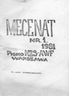 Mecenat: pismo NZS AWF Warszawa, nr 1