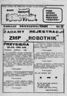 Młody robotnik: pismo Związku Młodzieży Pracującej "Robotnik", nr 3 (20 września 1981 r.)