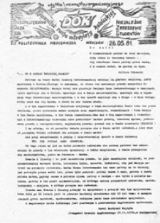 DOK (Duszpasterstwo Oaza KiK): komunikat ruchu młodzieży katolickiej (26.05.81)