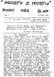 Prosto z mostu: pismo NZS ŚL AM, nr 2 (15.XII.1980)