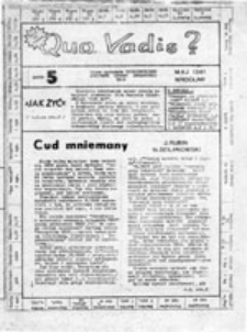 Quo vadis?: pismo członk&oacute;w Uczniowskiego Komitetu Odnowy Społecznej UKOS, nr 5 (maj 1981)