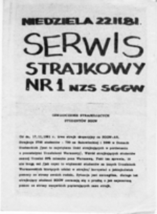 Serwis strajkowy NZS SGGW, nr 1 (22.11.81)
