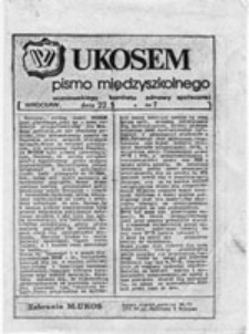 Ukosem: pismo międzyszkolnego uczniowskiego komitetu odnowy społecznej, nr 7 (22.5)