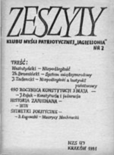 Zeszyty Klubu Myśli Patriotycznej "Jagiellonia", nr 2
