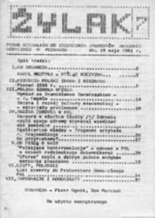 Żylak: pismo Niezależnego Zrzeszenia Student&oacute;w Akademii Medycznej w Poznaniu, nr 7 (18 maja 1981)