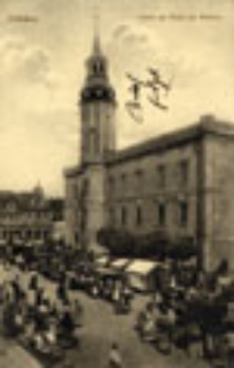 Sulech&oacute;w / Z&uuml;llichau; Partie am Markt mit Rathaus