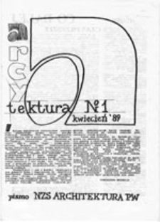 Arcytektura: pismo NZS Architektura PW, nr 1 (kwiecień '89)