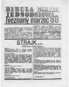 Bibuła jednodniowa NZS PW: nieznany marzec 68, b.nr.