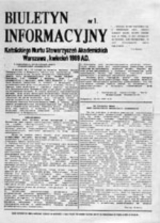 Biuletyn Informacyjny Katolickiego Nurtu Stowarzyszeń Akademickich, nr 1 (kwiecień 1989)