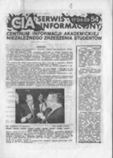 CIA (Centrum Informacji Akademickiej): biuletyn Niezależnego Zrzeszenia Studentów, nr 10 (12 XI 1987)