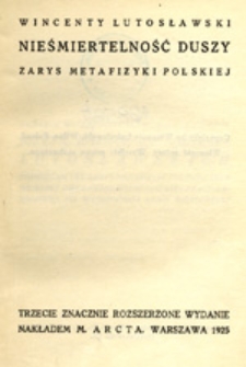 Nieśmiertelność duszy: zarys metafizyki polskiej