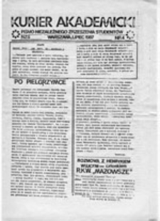 Kurier akademicki: pismo Niezależnego Zrzeszenia Studentów, nr 3 (7 maja 1987)