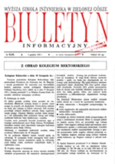 Wyższa Szkoła Inżynierska w Zielonej Górze: Biuletyn Informacyjny Rektoratu, nr 1 (28 grudnia 1990 r.)