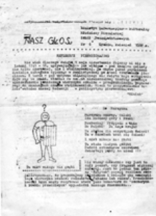 Nasz głos: biuletyn informacyjno-kulturalny Młodzieży Walczącej NSZZ "Solidarność" szk&oacute;ł średnich wojew&oacute;dztwa krakowskiego, nr 8 (listopad 1987)