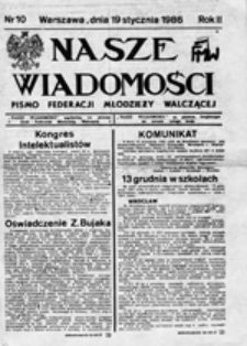 Nasze wiadomości: pismo Federacji Młodzieży Walczącej, nr 6 (24 września 1985)