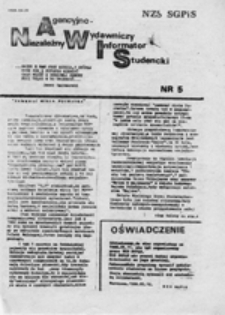 Niezależny Agencyjno-Wydawniczy Informator Studencki (NAWIS), nr 5 (22.05.1988)