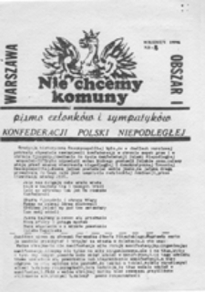 Nie chcemy komuny: pismo członków i sympatyków Konfederacji Polski Niepodległej, nr 5 (wrzesień1986)