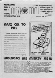 Niezłomni: pismo studentów A.[kademii] M.[edycznej], nr 1 (04 06 1989)