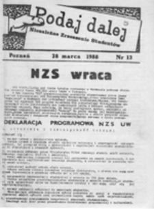 Podaj Dalej: pismo studentów uczelni poznańskich, nr 2 (maj 1986)