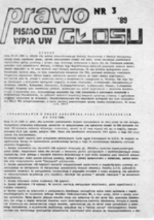 Prawo głosu: pismo NZS WPiA UW, nr 3