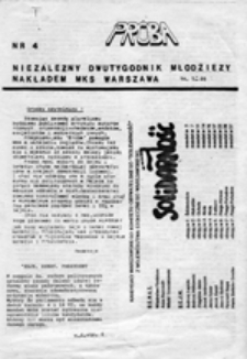 Pr&oacute;ba: niezależny dwutygodnik młodzieży, nr 3 (24.04.89)