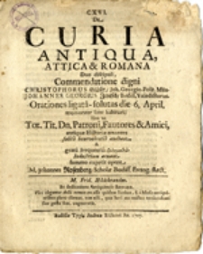 De Curia Antiqua, Attica & Romana Duo discipuli, Commendatione digni...