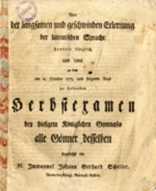 Von der langsamen und geschwinden Erlernung der lateinischen Sprache ...