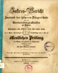 Jahres-Bericht über den Justand der höheren Bürgerschule ....