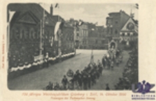 750 jähriges Weinbaujubiläum Grünberg i. Schl., 14. October 1900: Festwagen der Tuchmacher - Innung