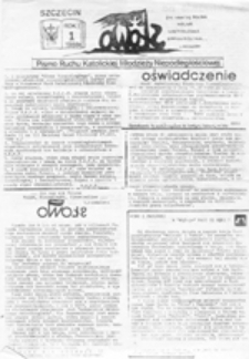 Słowo: Pismo Ruchu Katolickiej Młodzieży Niepodległościowej, nr 1