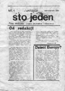 StoJeden: pismo młodzieży Liceum Lelewela i Górskiego, nr 1 (grudzień 1988)
