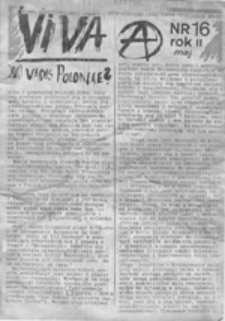 Viva: pismo anarchistycznej części Niepodległościowej Grupy "Pokolenie 80-88", nr 16 (maj)