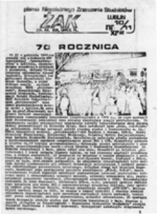 Żak: pismo Niezależnego Zrzeszenia Studentów Lublin, nr 1 (03 '87)