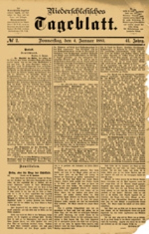Niederschlesisches Tageblatt, no 2 (Donnerstag, den 4. Januar 1883)