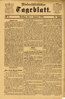 Niederschlesisches Tageblatt, no 3 (Freitag, den 5. Januar 1883)