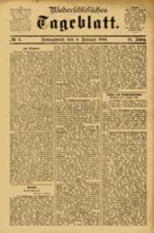 Niederschlesisches Tageblatt, no 4 (Sonnabend, den 6. Januar 1883)