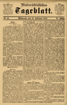 Niederschlesisches Tageblatt, no 43 (Mittwoch, den 21. Februar 1883)