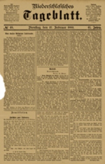 Niederschlesisches Tageblatt, no 48 (Dienstag, den 27. Februar 1883)
