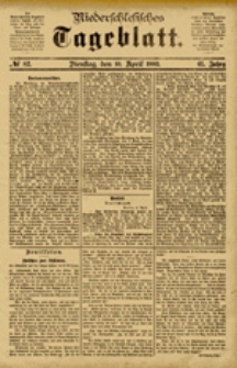 Niederschlesisches Tageblatt, no 82 (Dienstag, den 10. April 1883)