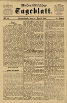 Niederschlesisches Tageblatt, no 86 (Sonnabend, den 14. April 1883)