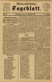 Niederschlesisches Tageblatt, no 87 (Sonntag, den 15. April 1883)