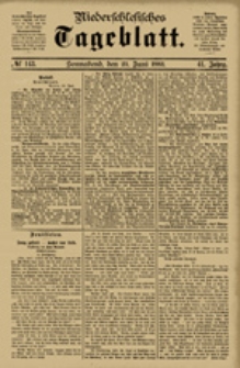 Niederschlesisches Tageblatt, no 143 (Sonnabend, den 23. Juni 1883)