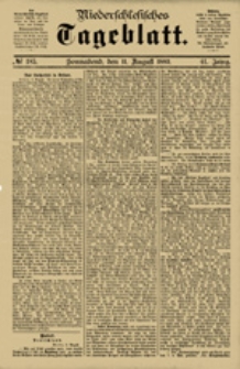 Niederschlesisches Tageblatt, no 185 (Sonnabend, den 11. August 1883)