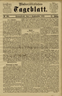 Niederschlesisches Tageblatt, no 203 (Sonnabend, den 1. September 1883)
