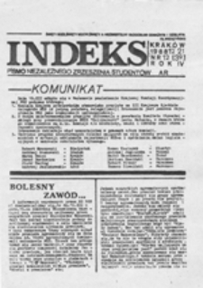 Indeks : pismo Niezależnego Zrzeszenia Studentów, nr 4(20) (1987.04.14)
