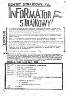 Informator strajkowy Komitetu Strajkowego KUL, nr 8 (30 XI 1981)